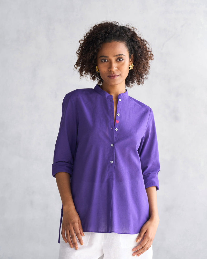 Mandarin Collar Top - Purple