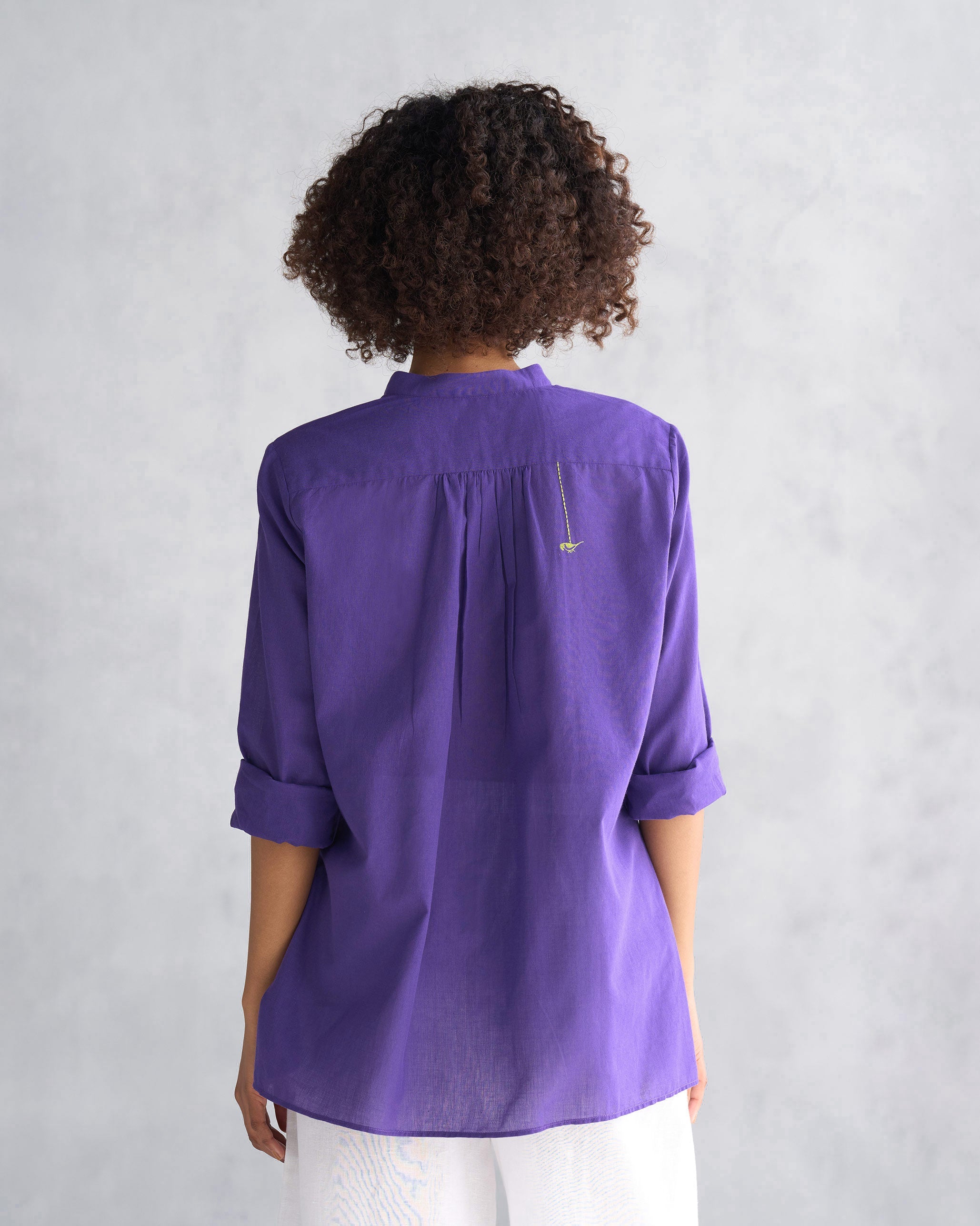 Mandarin Collar Top - Purple