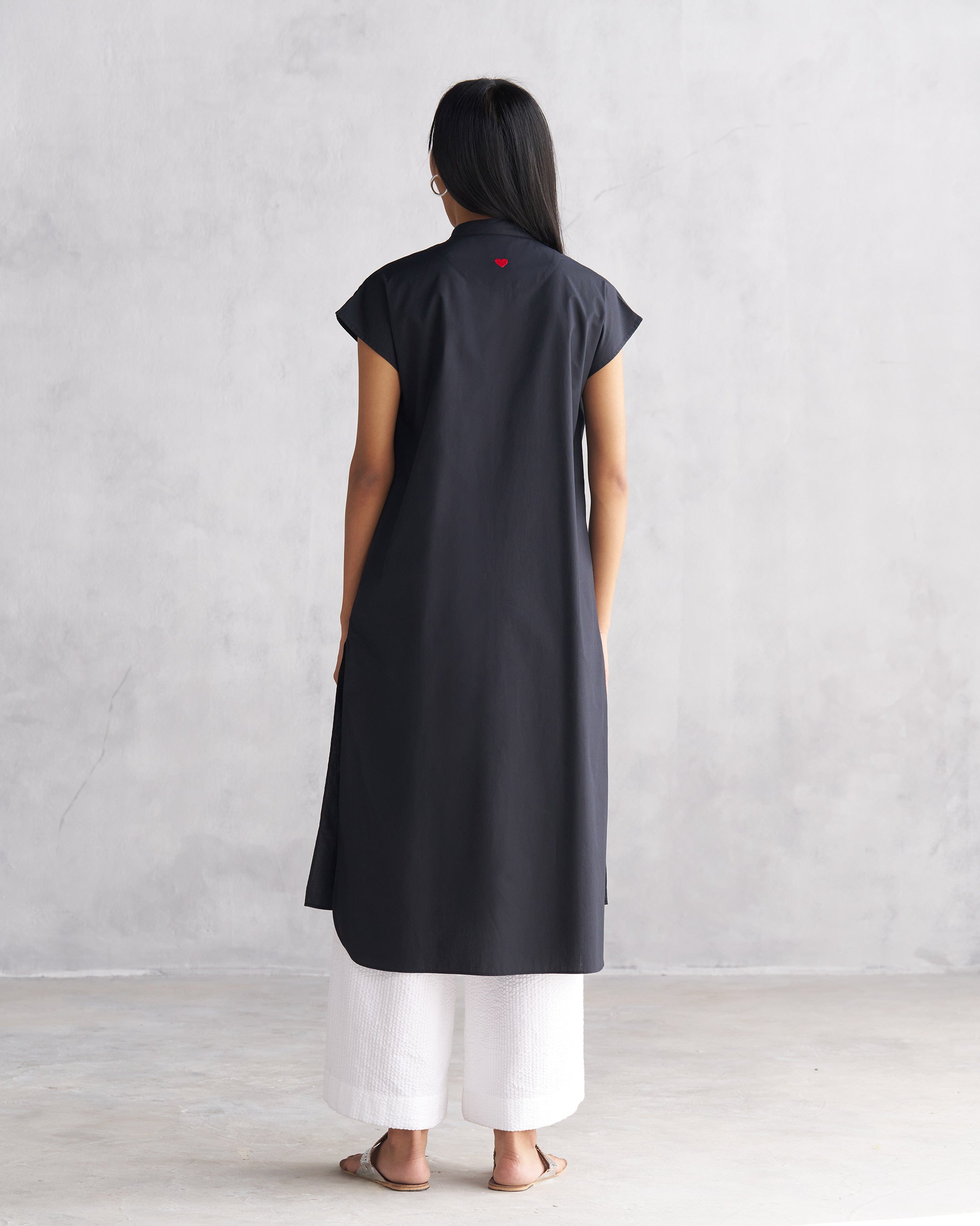 Short Sleeve Kurta - Black