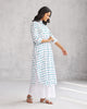 Basic Long Length Kurta - White & Teal Tssxnb