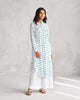 Basic Long Length Kurta - White & Teal Tssxnb