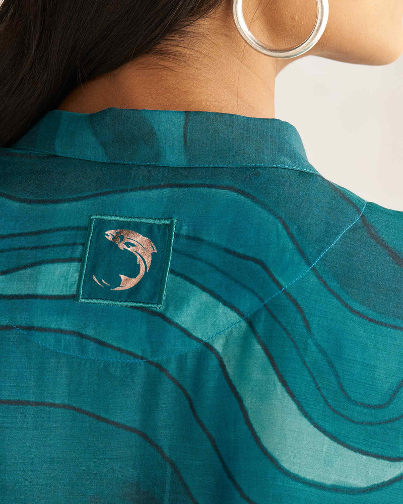 Collared Kaftan - Teal Tssxnb