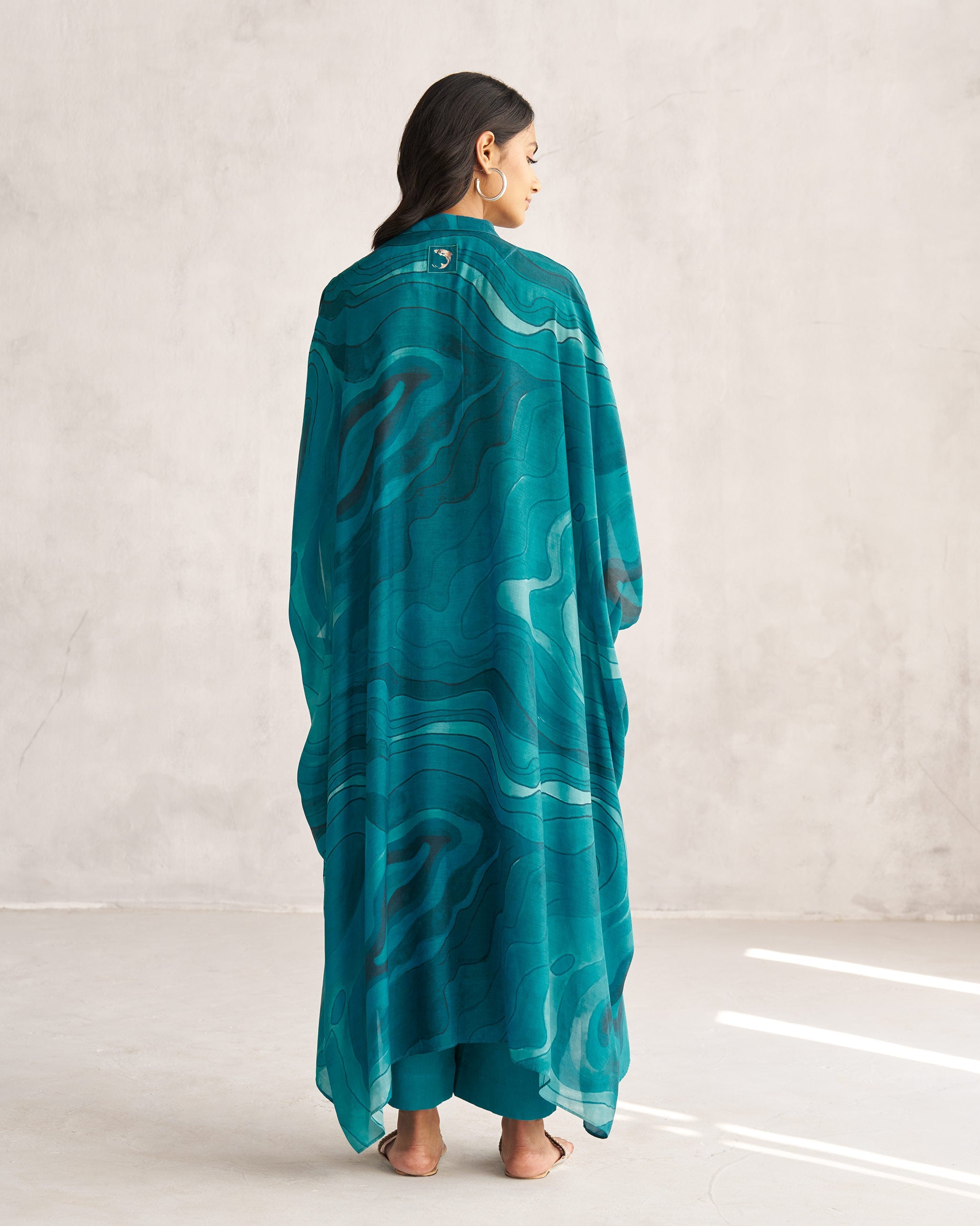 Collared Kaftan - Teal Tssxnb