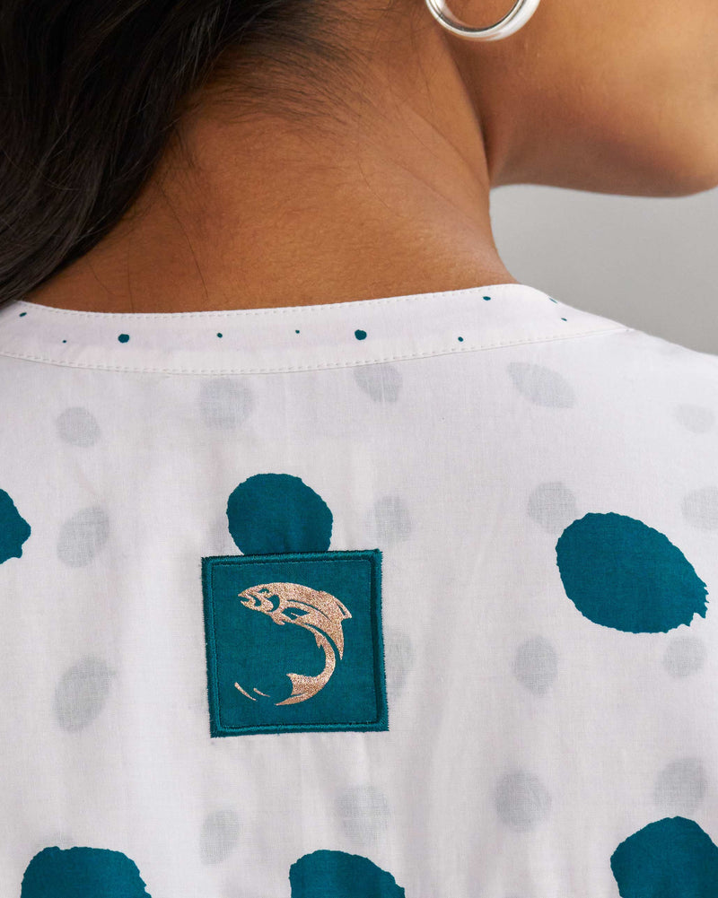 Lazy Sunday Tunic - White & Teal Tssxnb