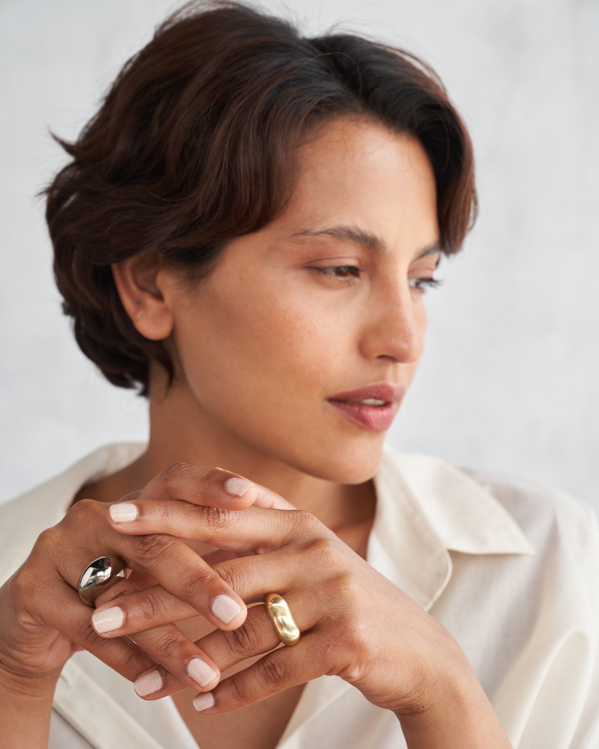 Pebble Ring Stack - Brass & Silver