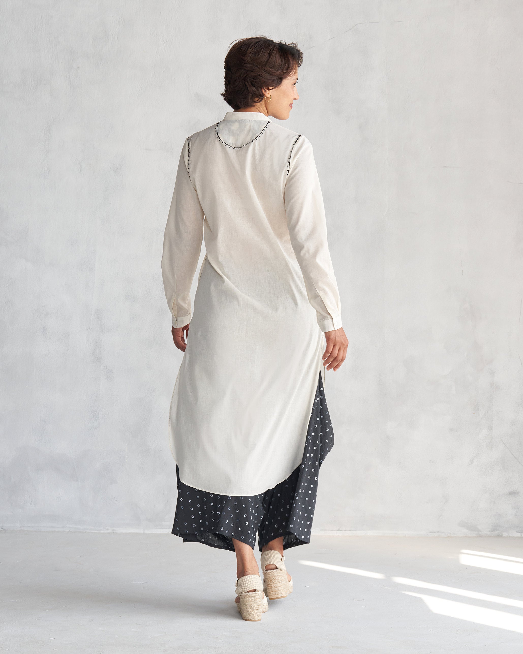 Basic Long Length Kurta - Ivory