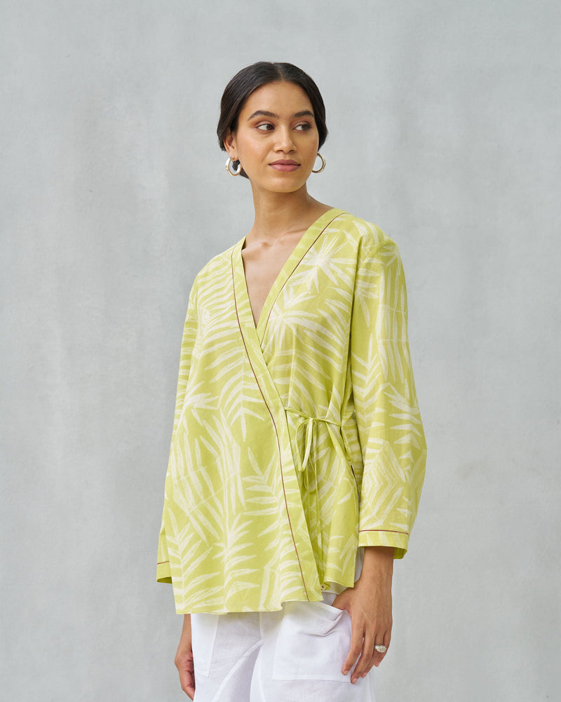 Fern Wrap Top - Lime & Ivory