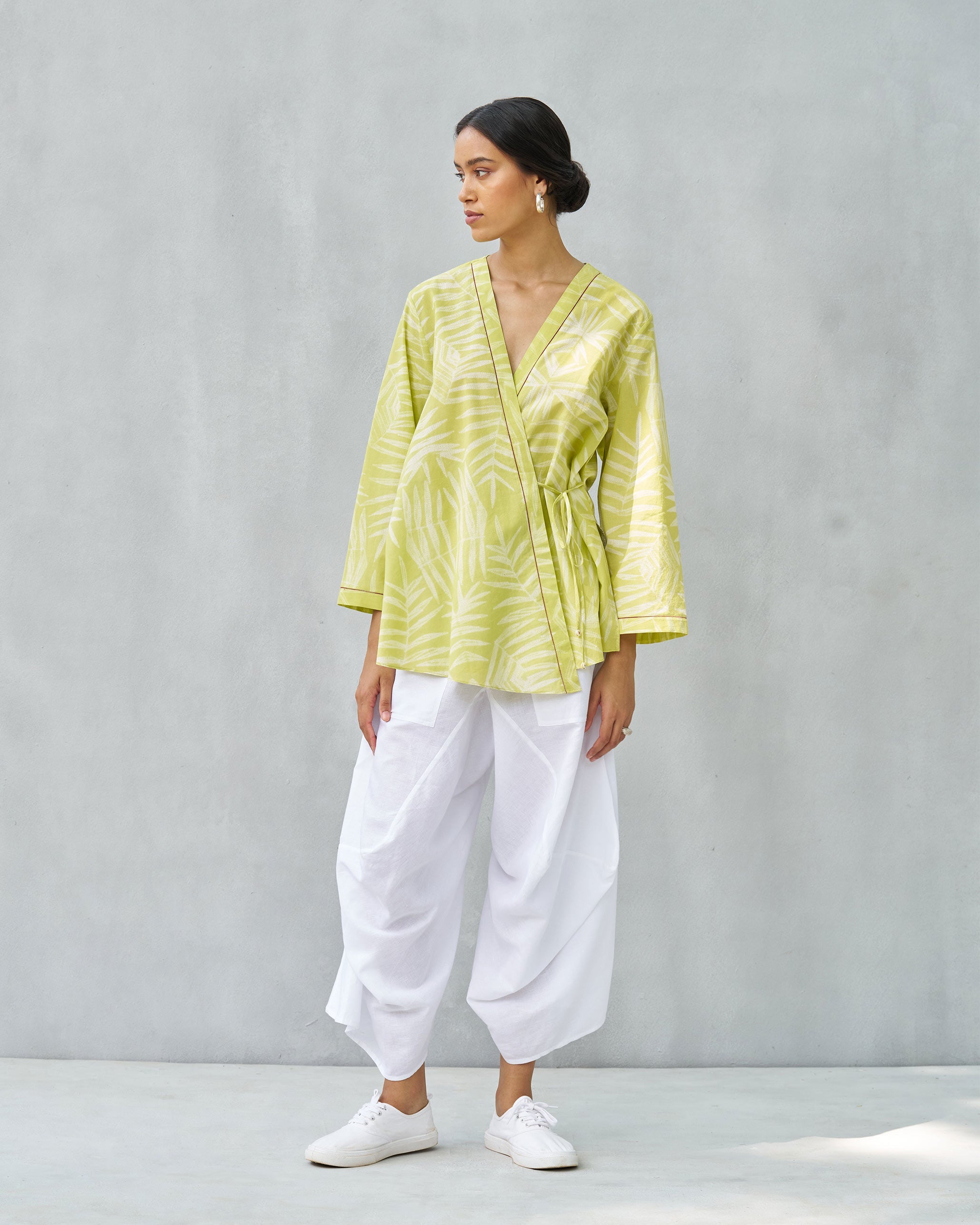 Fern Wrap Top - Lime & Ivory