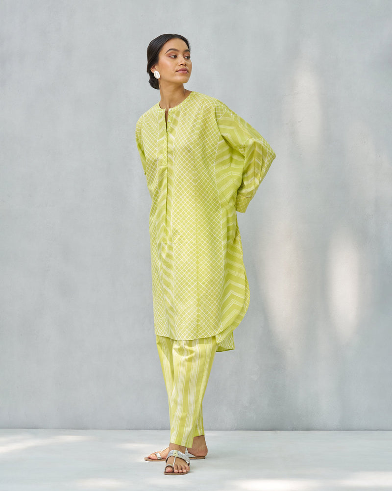 Lazy Sunday Tunic - Lime & Ivory