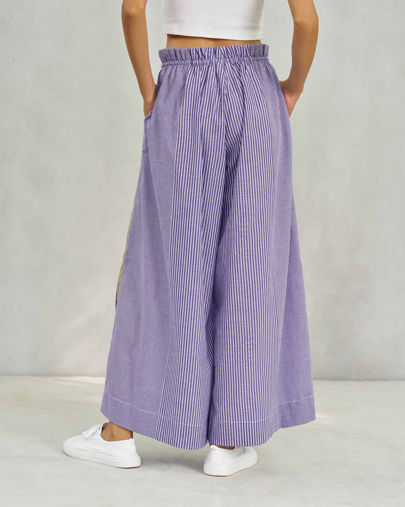 Paperbag Pants - Purple & White