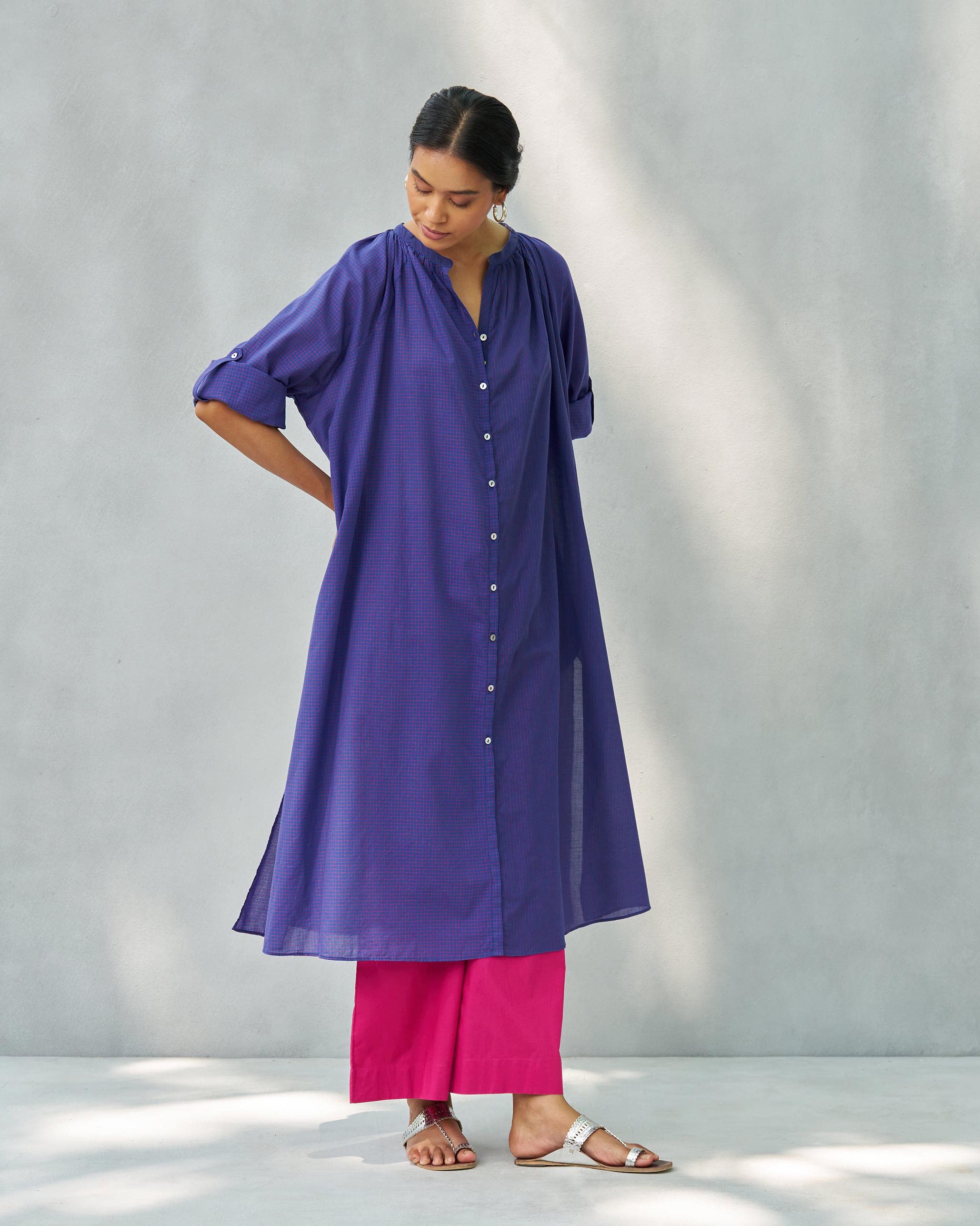 Peasant Kurta - Purple & Berry