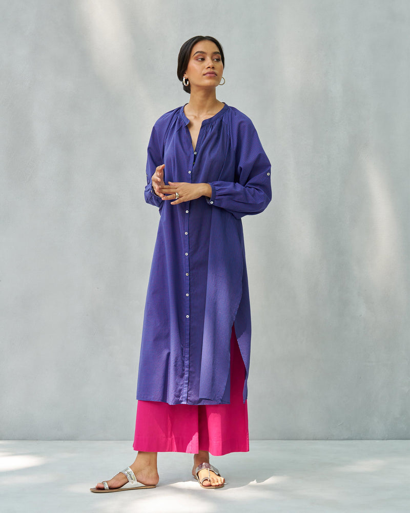 Peasant Kurta - Purple & Berry