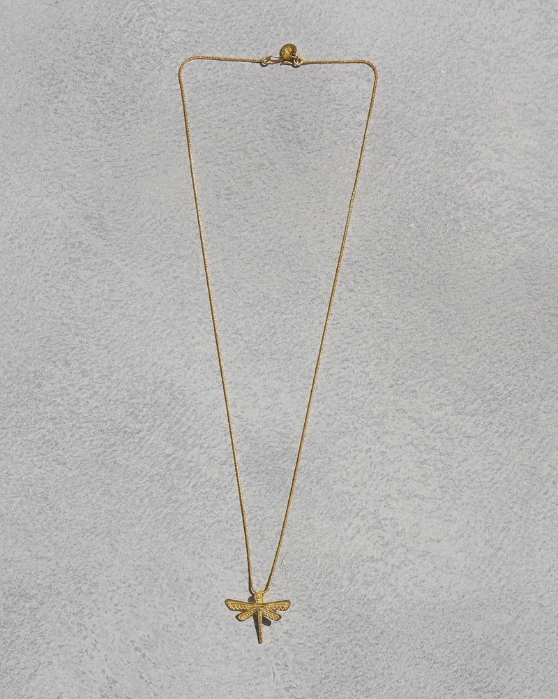 Dragonfly Charm with Chain - Gold