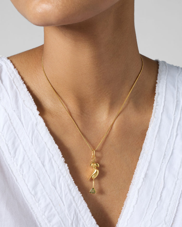 Parrot Charm with Chain - Gold