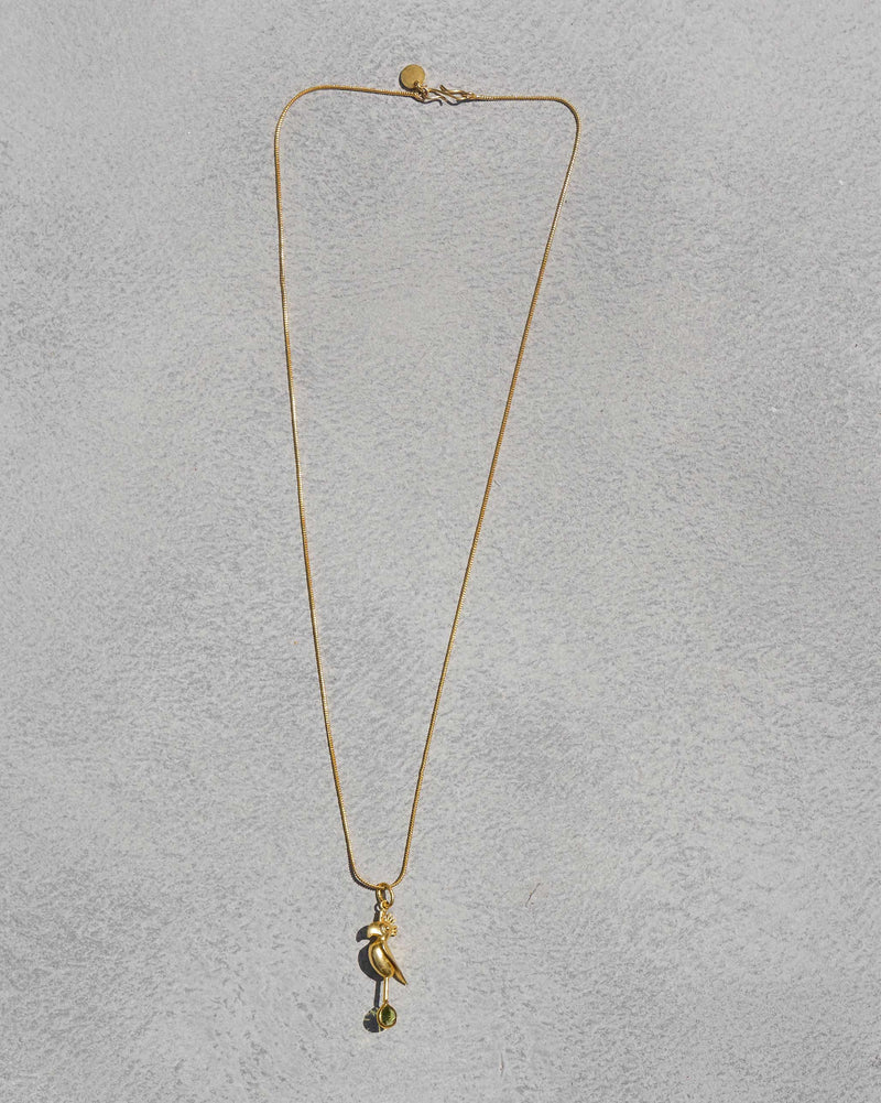 Parrot Charm with Chain - Gold