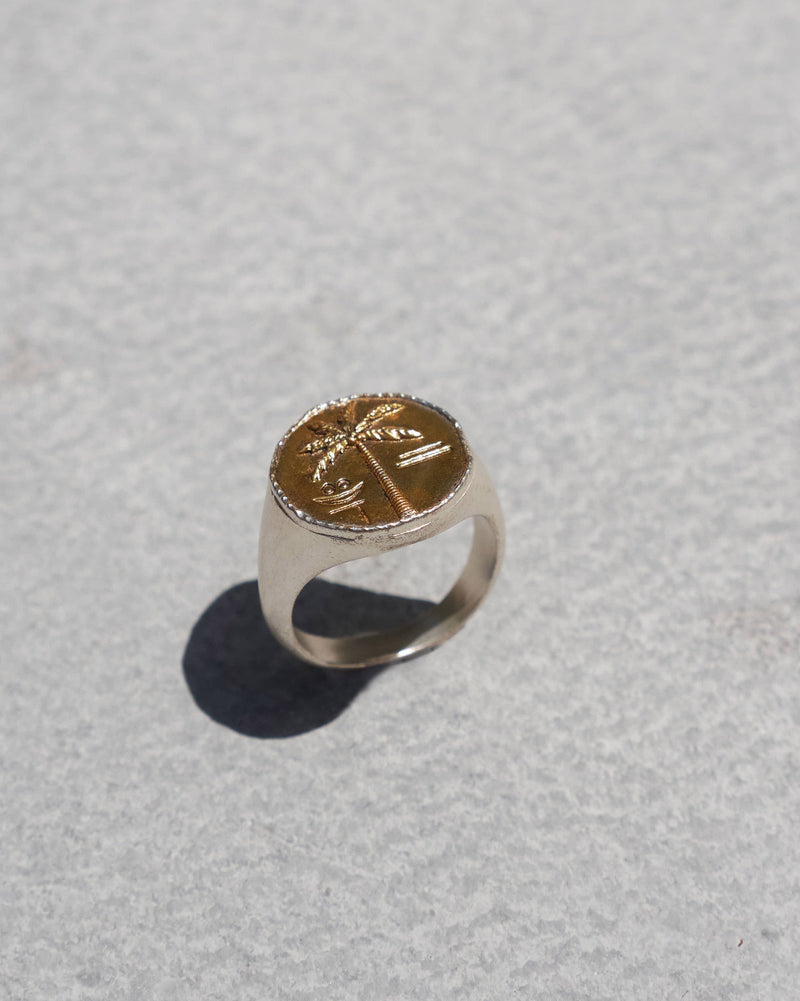 Coco Palm Signet Ring - Gold & Silver