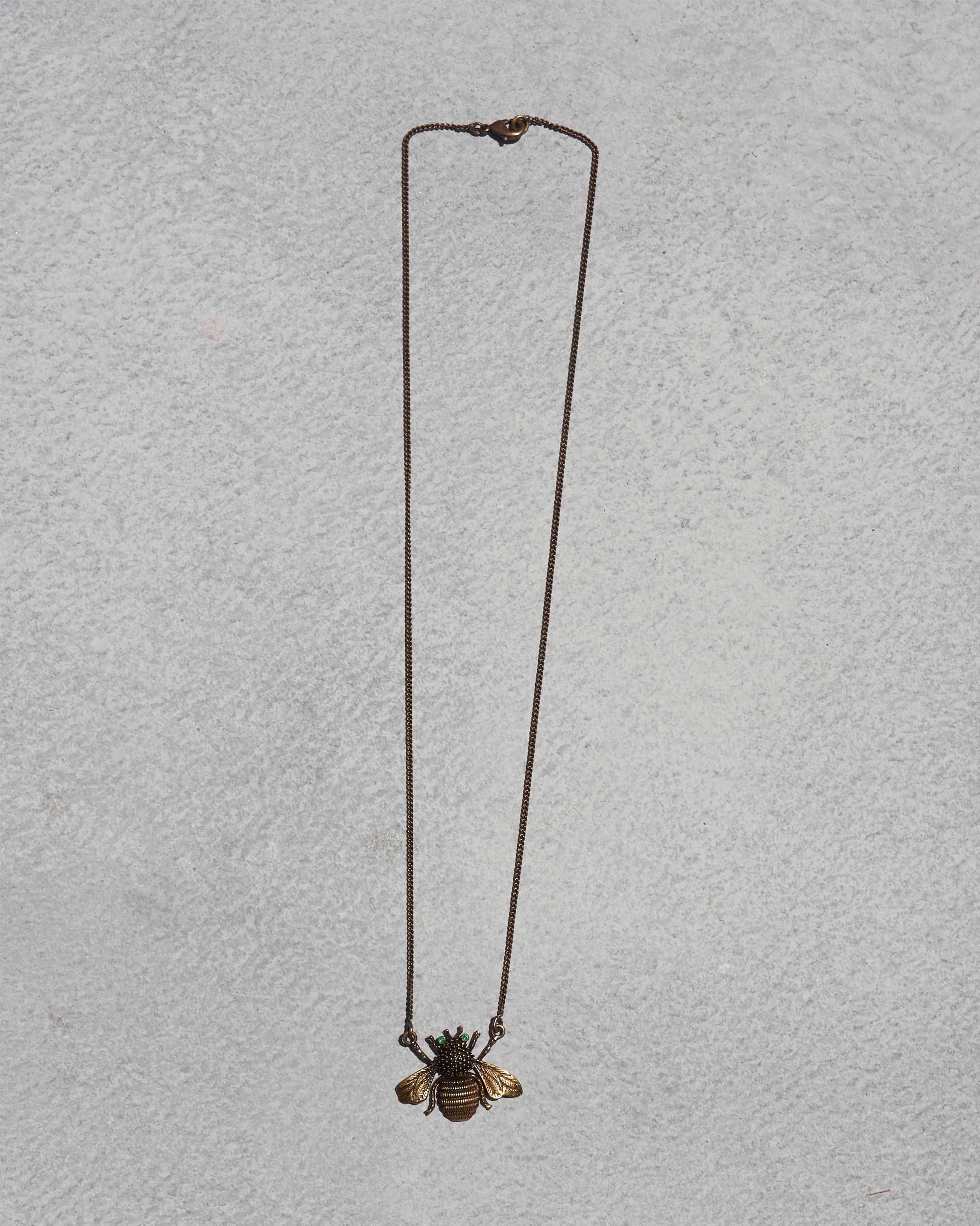 Bee Necklace (with chain) - Antique Brass