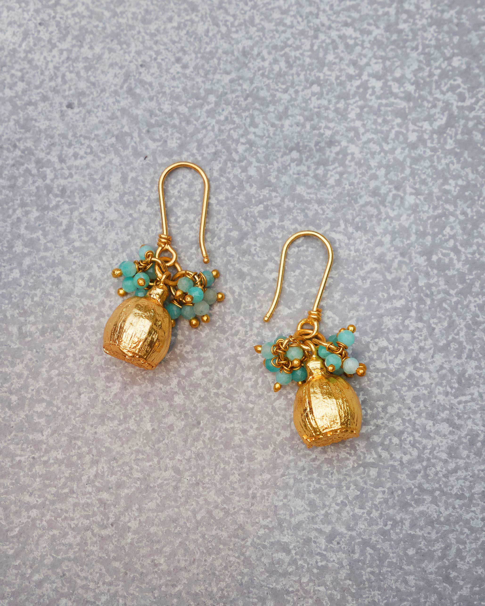 Himalayan Poppy Drops Earrings - Gold