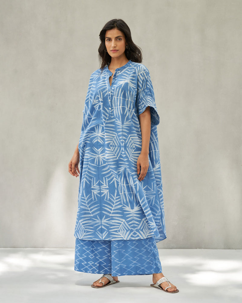 Elara Smocked Sleeves Kaftan - Blue