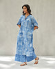 Elara Smocked Sleeves Kaftan - Blue