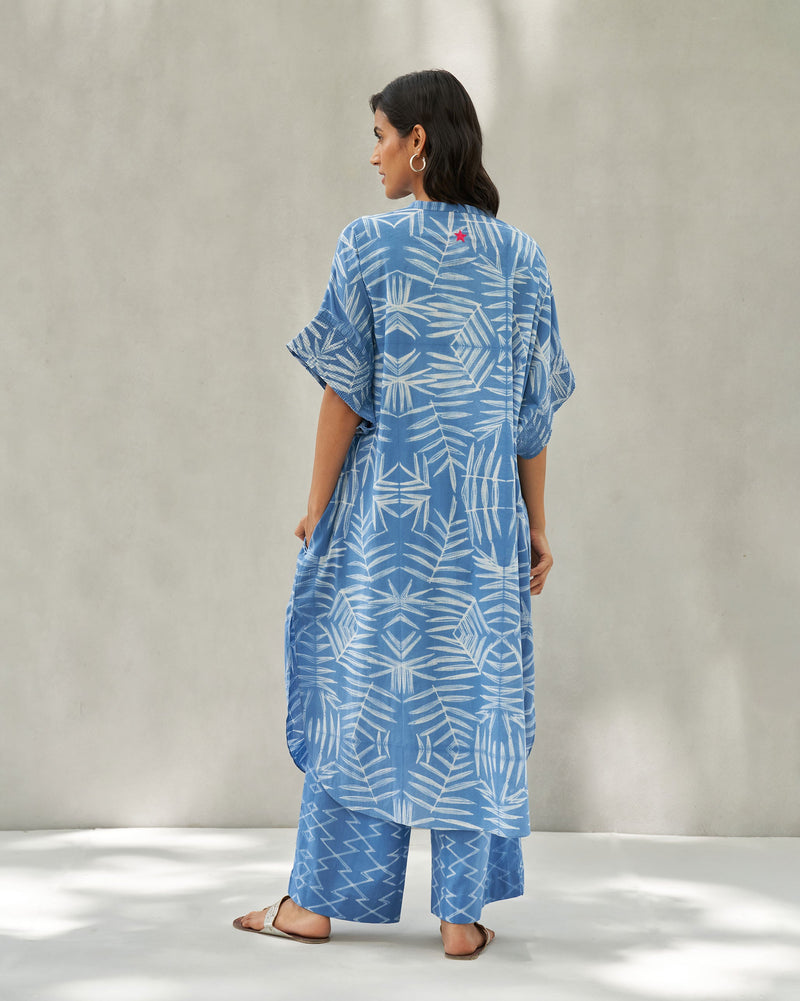 Elara Smocked Sleeves Kaftan - Blue