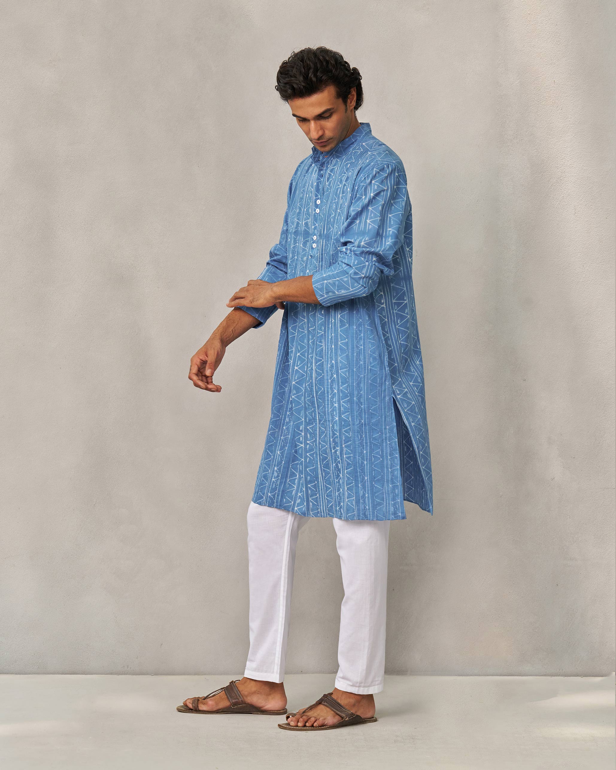 Long Pleated Kurta - Blue