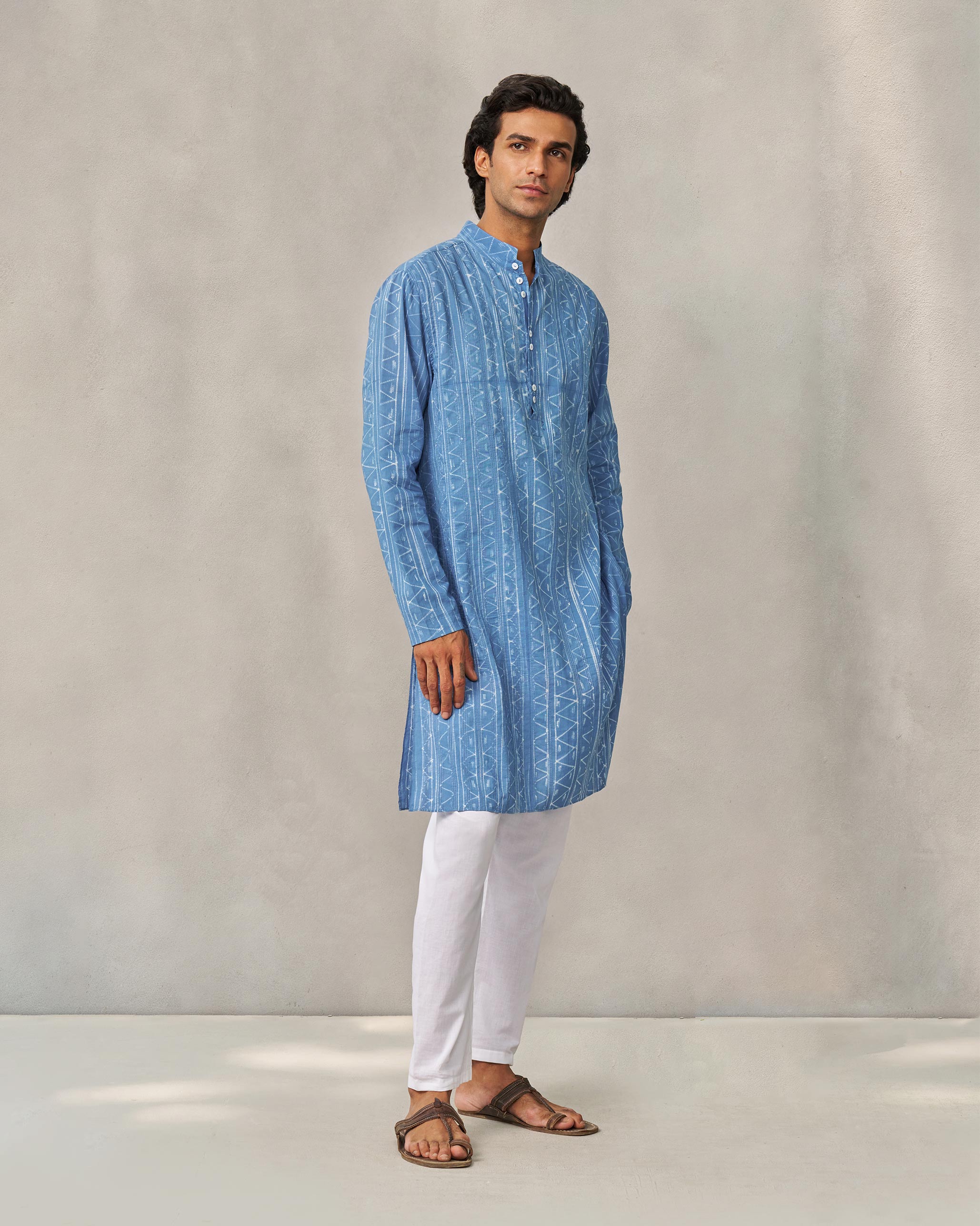 Long Pleated Kurta - Blue