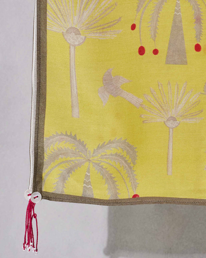 Fleur Scarf - Yellow & Grey