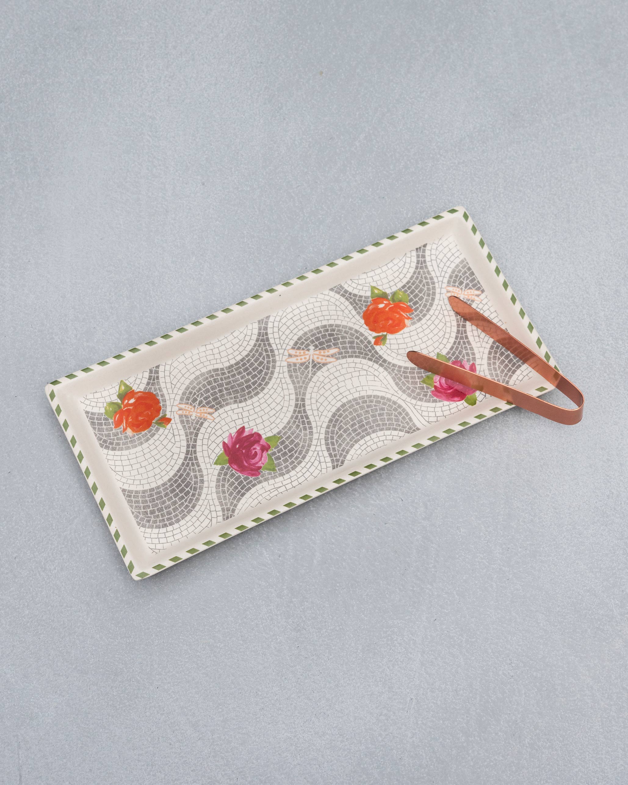 Mosaic Bloom Cookie Tray with Tong