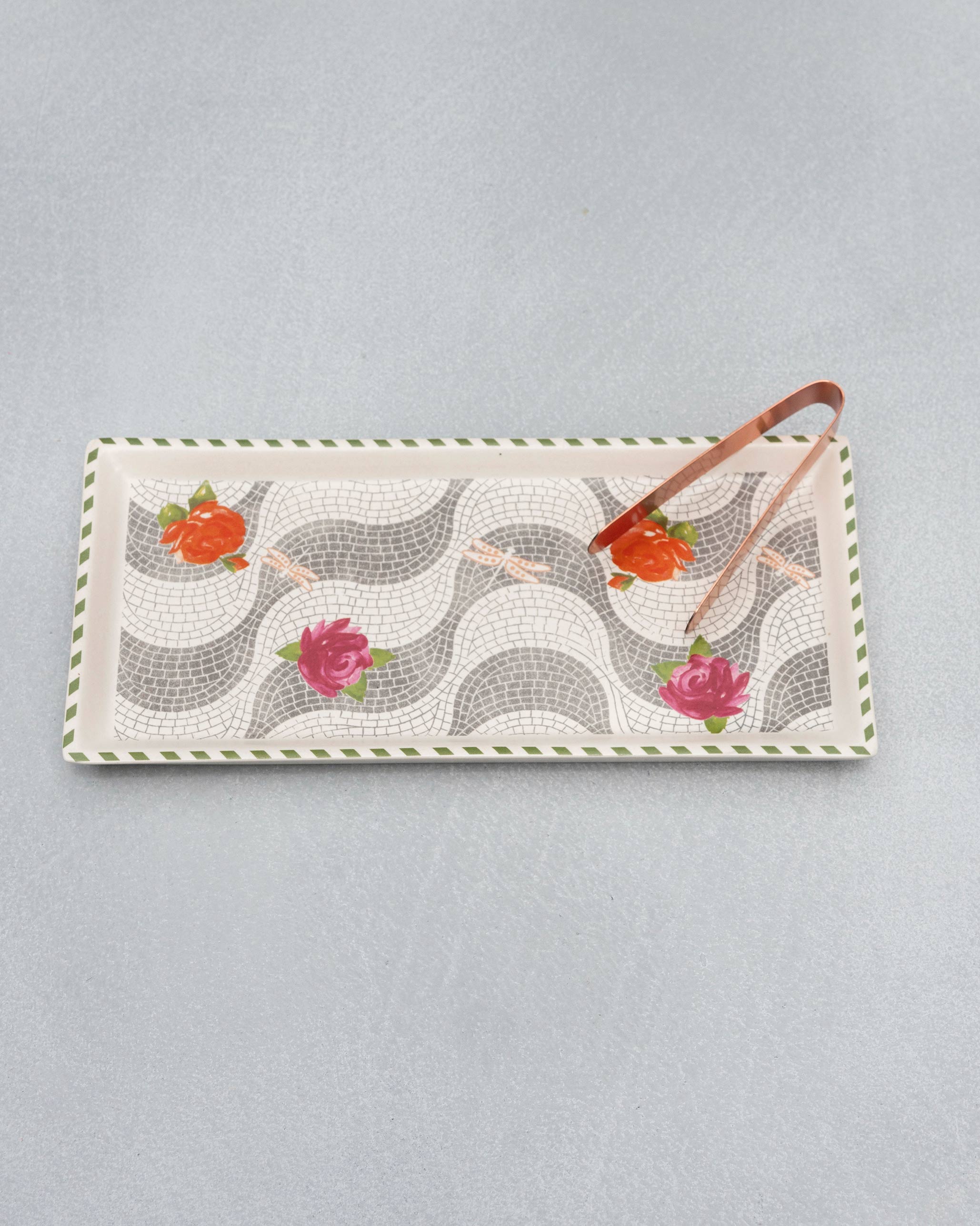 Mosaic Bloom Cookie Tray with Tong