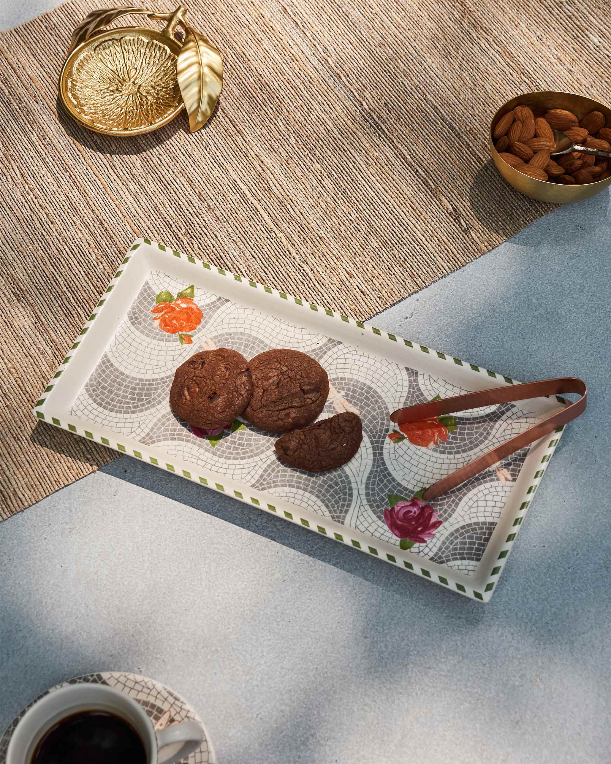 Mosaic Bloom Cookie Tray with Tong