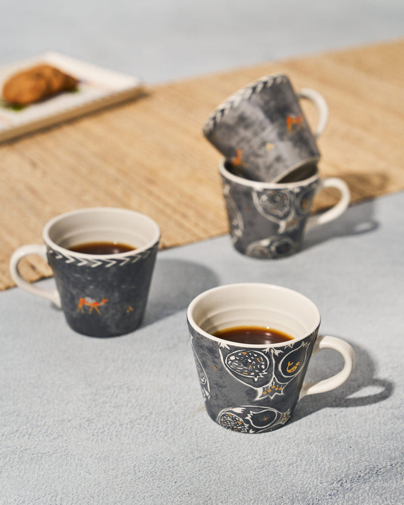 Desert Trail Espresso Mugs - Charcoal - Set of 4