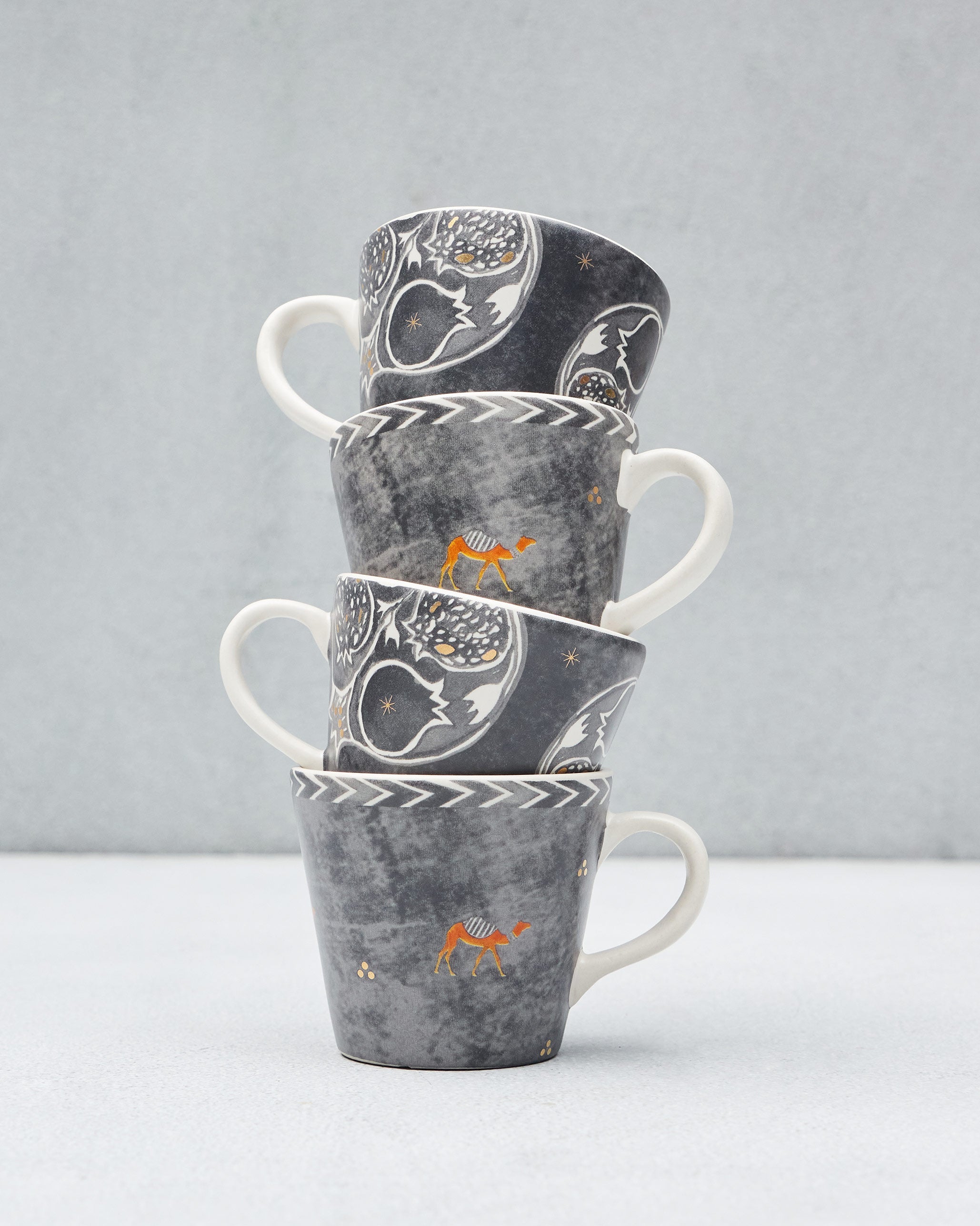 Desert Trail Espresso Mugs - Charcoal - Set of 4