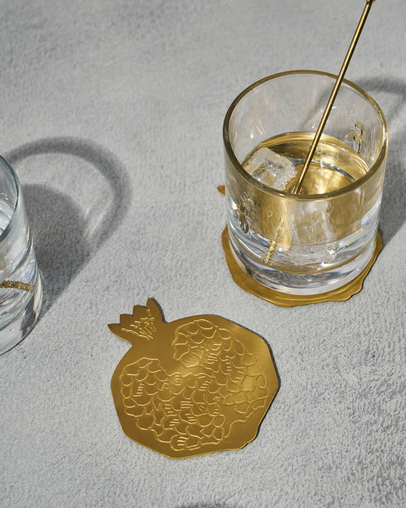 Golden Anar Coasters - Set of 2