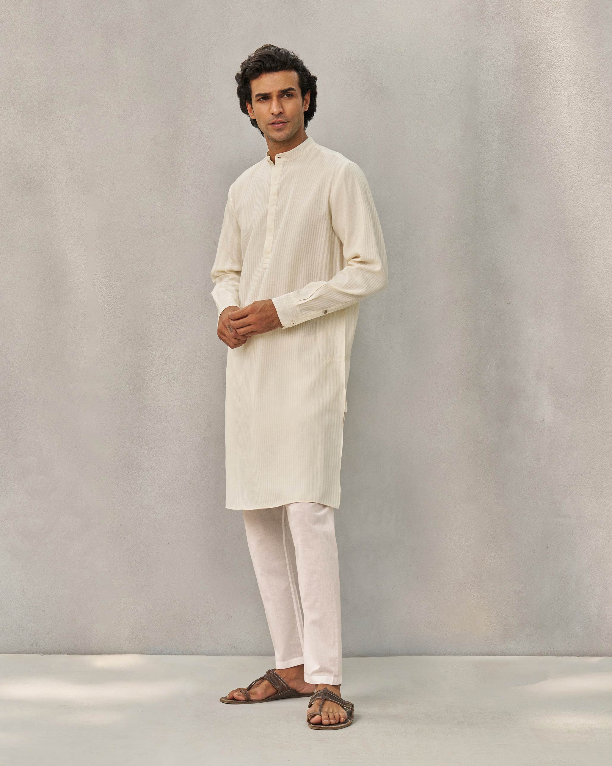 Neckband Kurta - Ivory