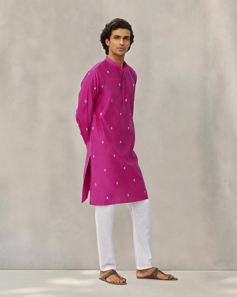 Neckband Kurta - Magenta