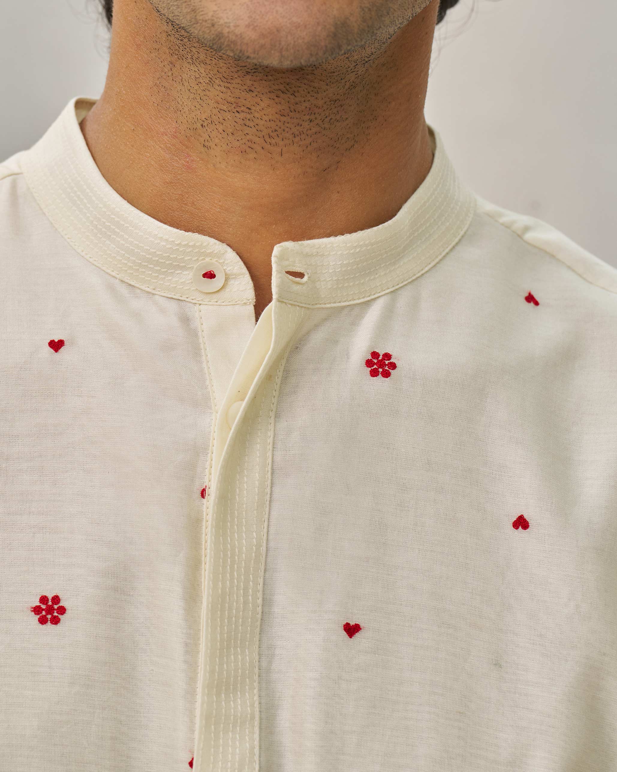 Neckband Kurta - Ivory