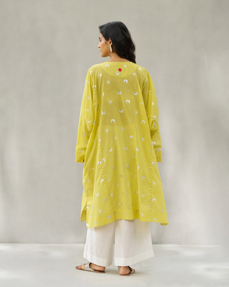 Pheran Kurta - Yellow & Silver