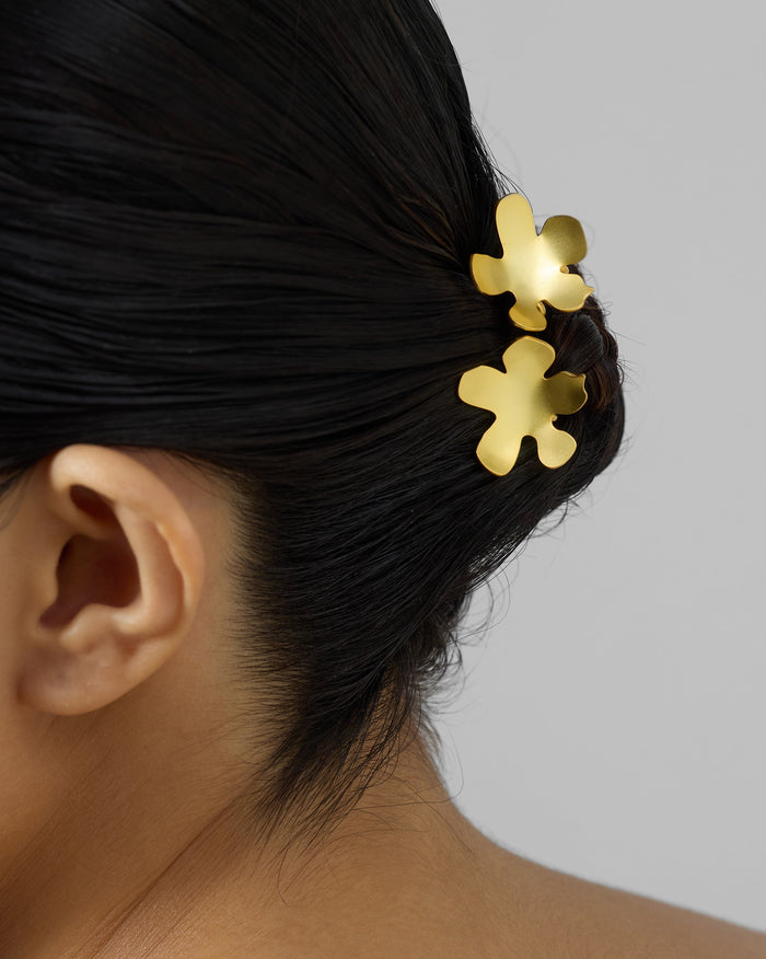 Small Poppy Hairpins - Gold