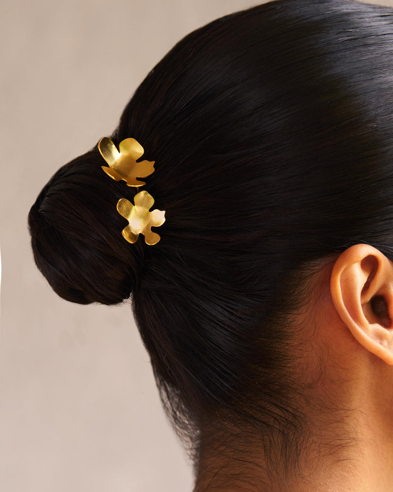 Small Poppy Hairpins - Gold