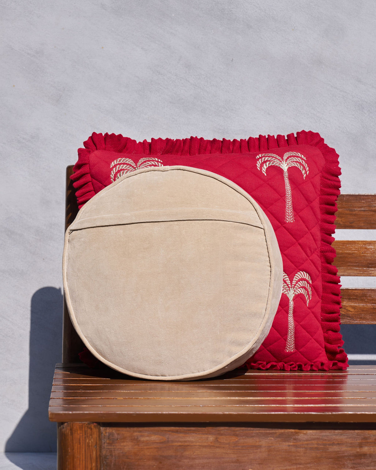 Berber Round Cushion Cover (Beige)
