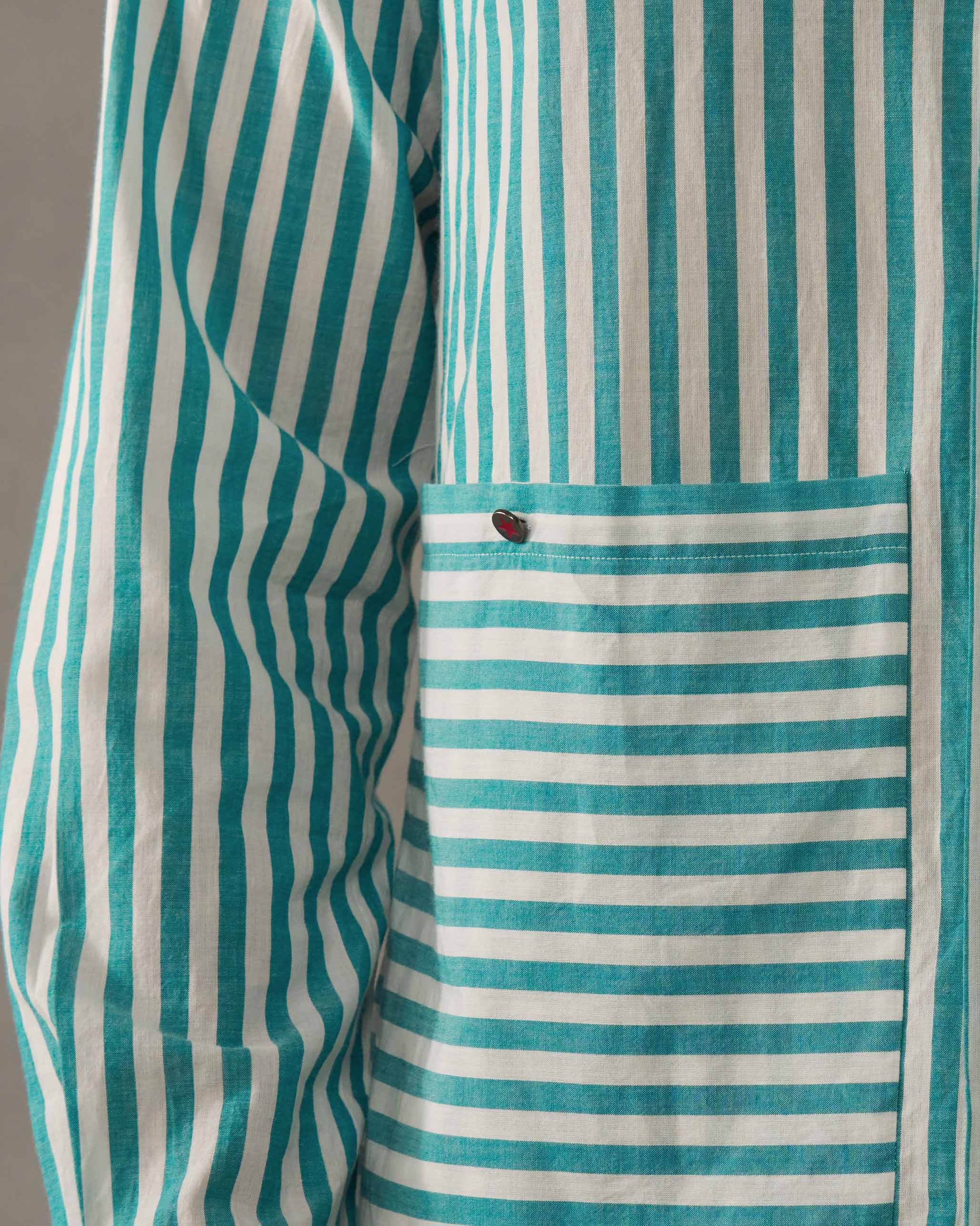 Hunter Shirt - Teal & White Stripes