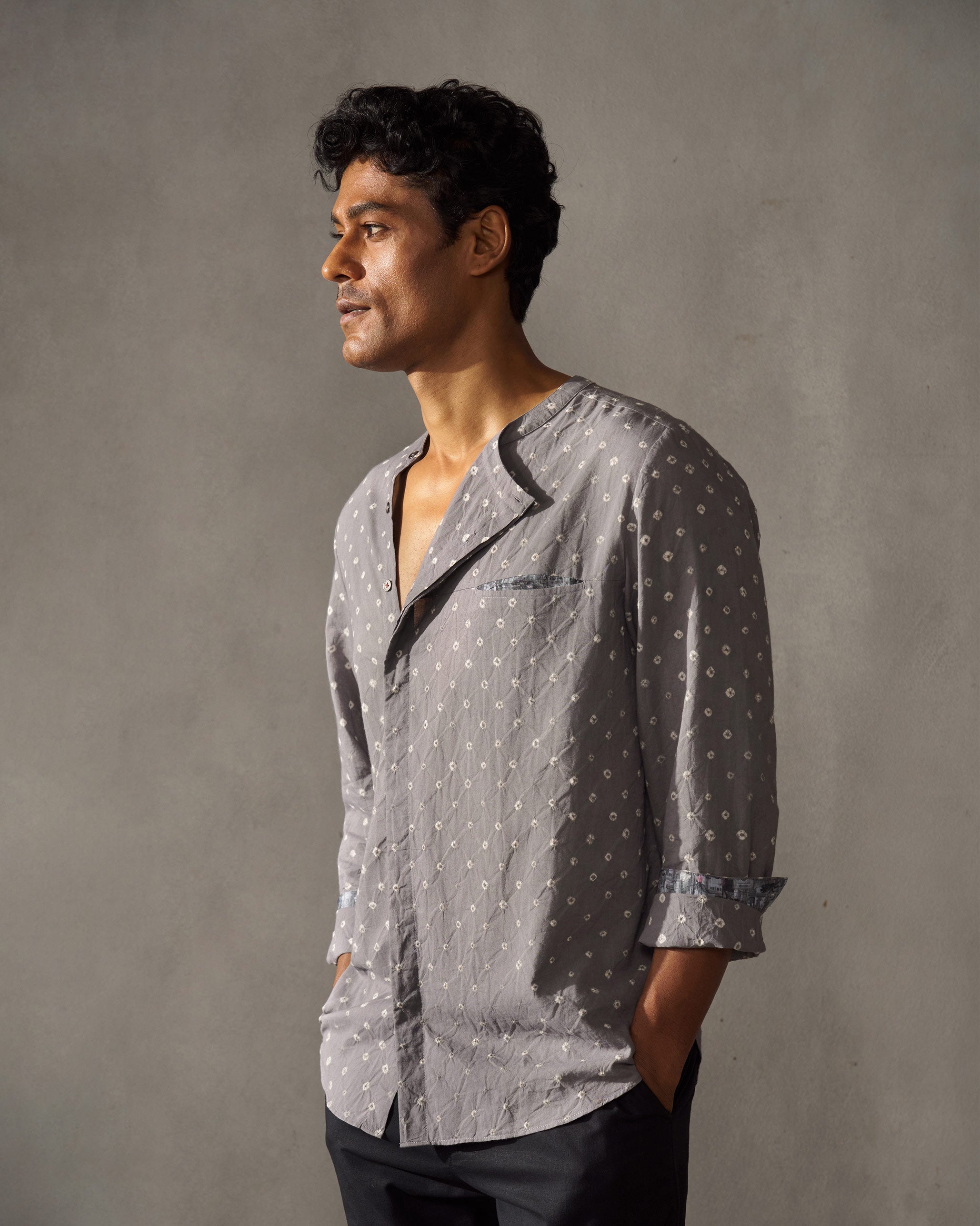 Roy Shirt - Grey Bandhani