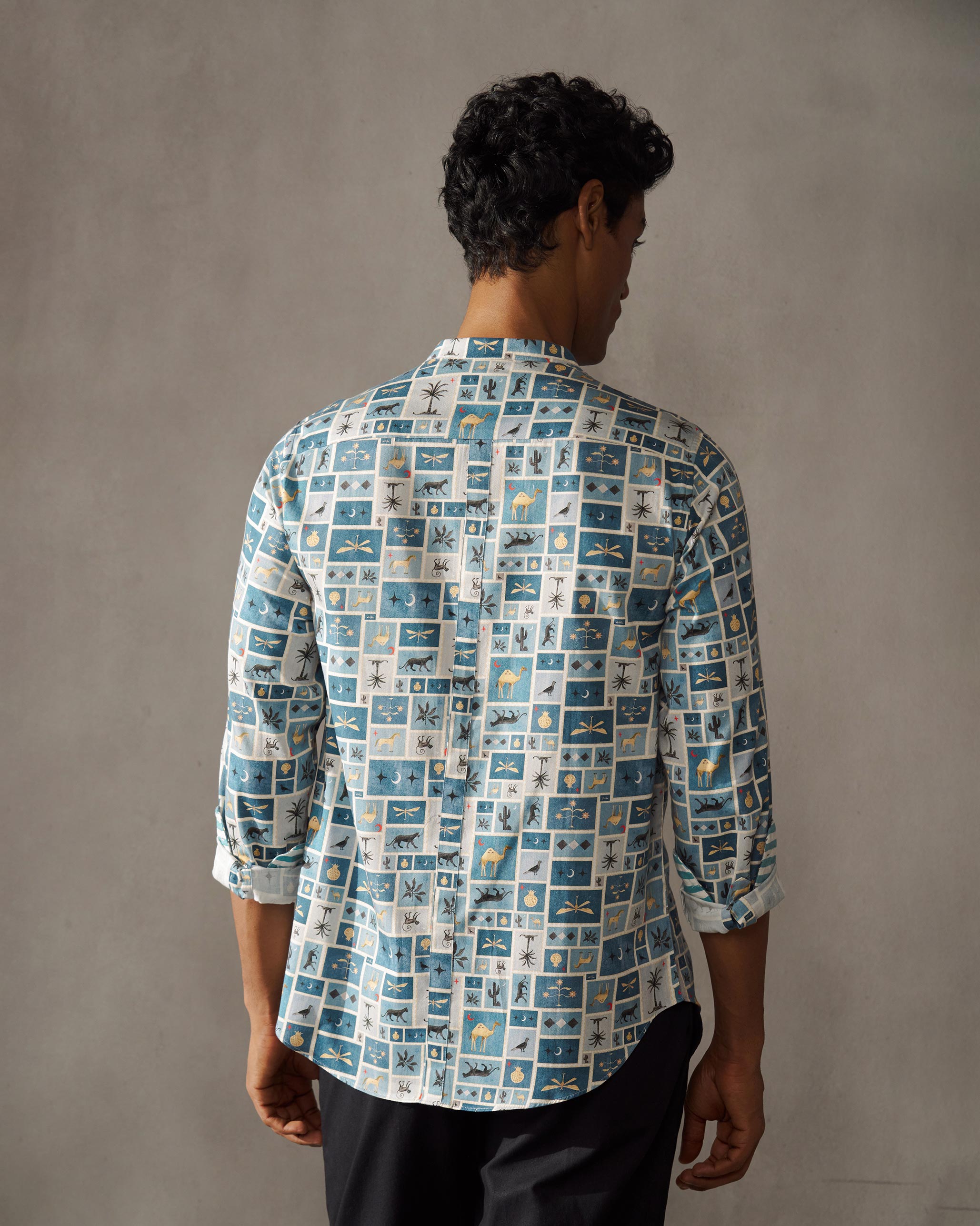 Nawab Shirt - Blue Print