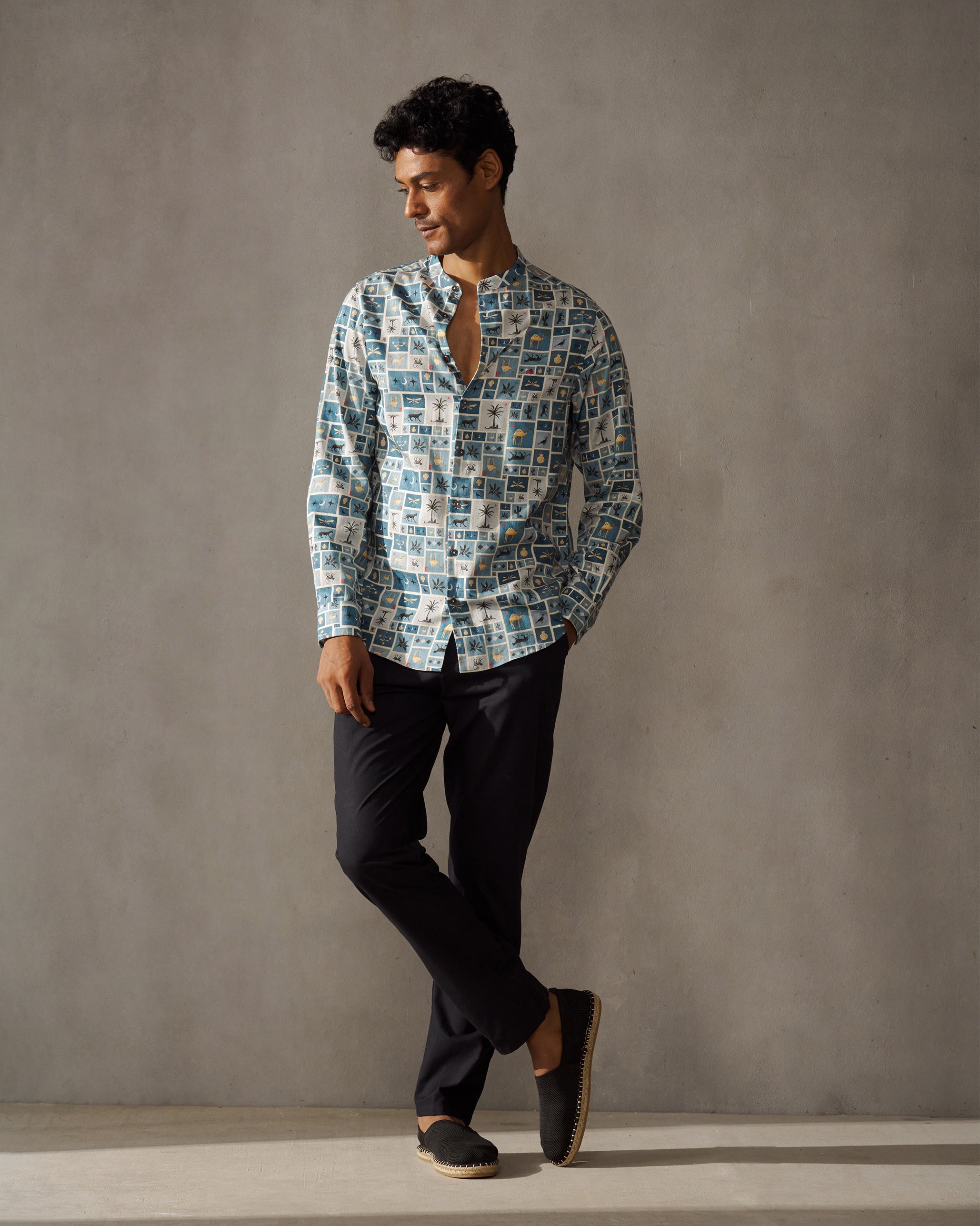 Nawab Shirt - Blue Print