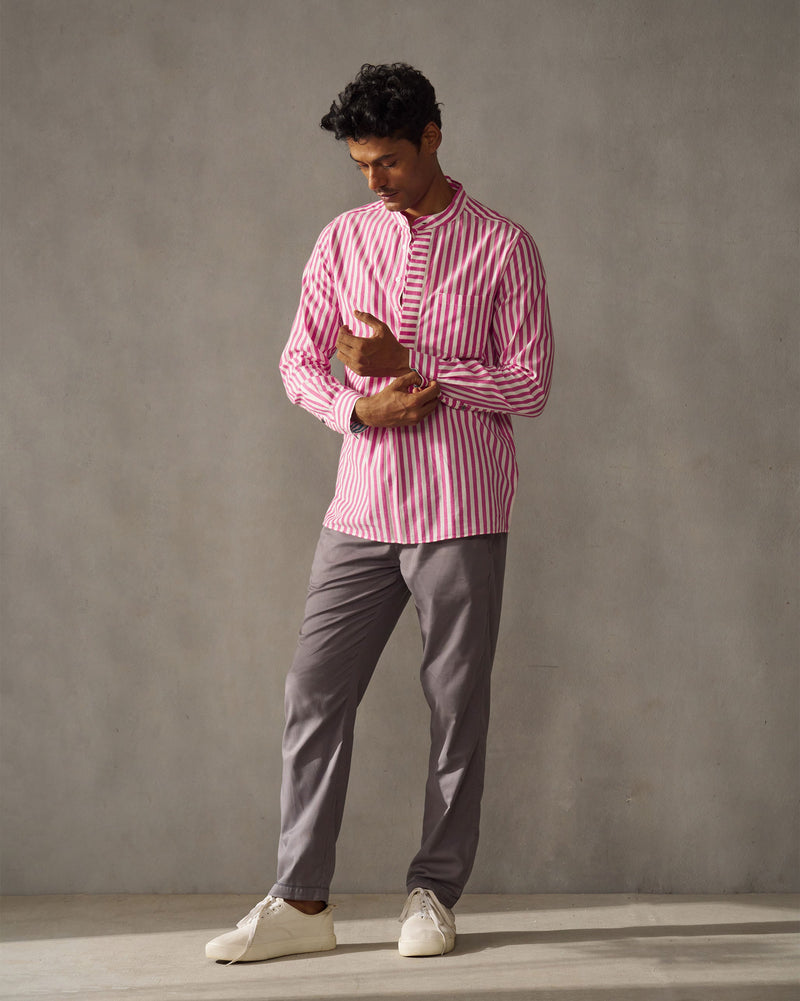 Kent Shirt - Pink & White Stripes