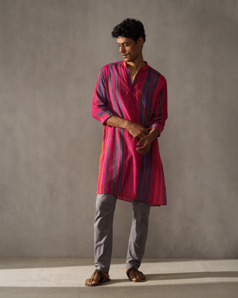 Jashn Kurta - Red & Blue Stripes