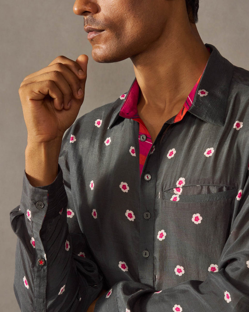 Bouquet Kurta - Charcoal Print