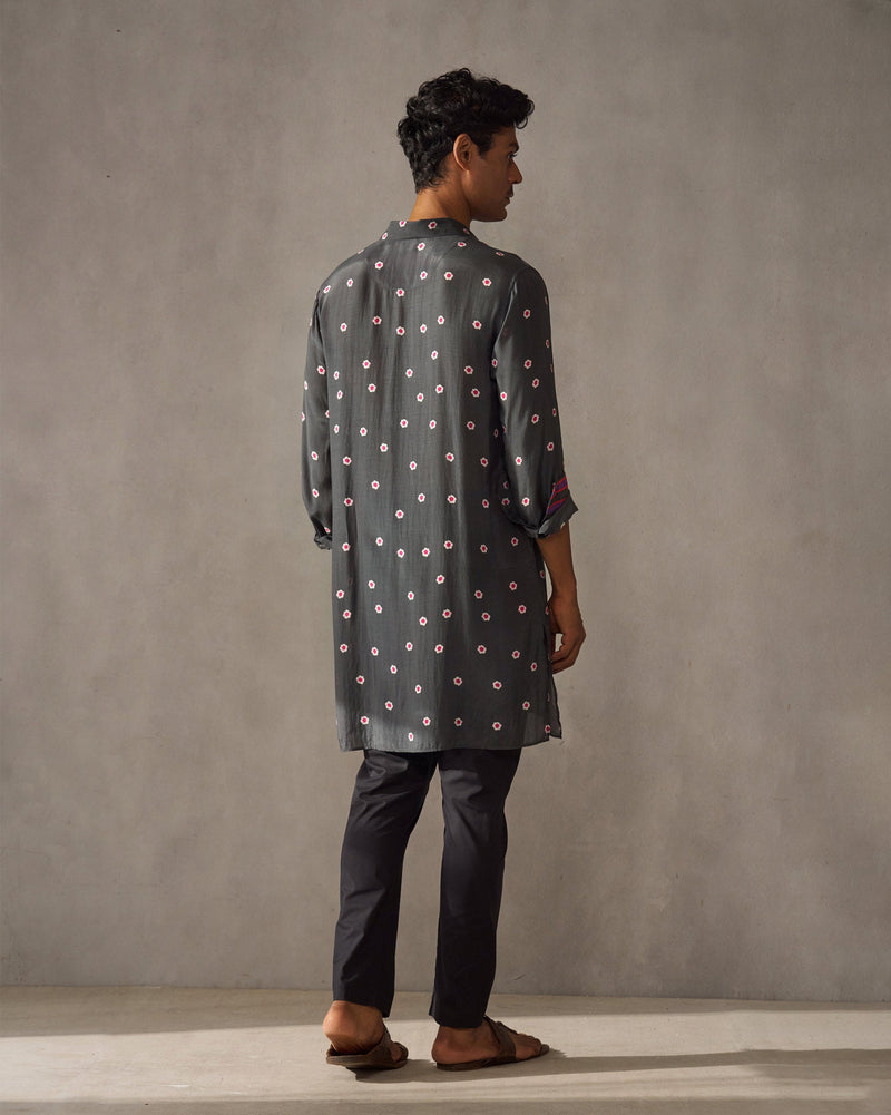 Bouquet Kurta - Charcoal Print