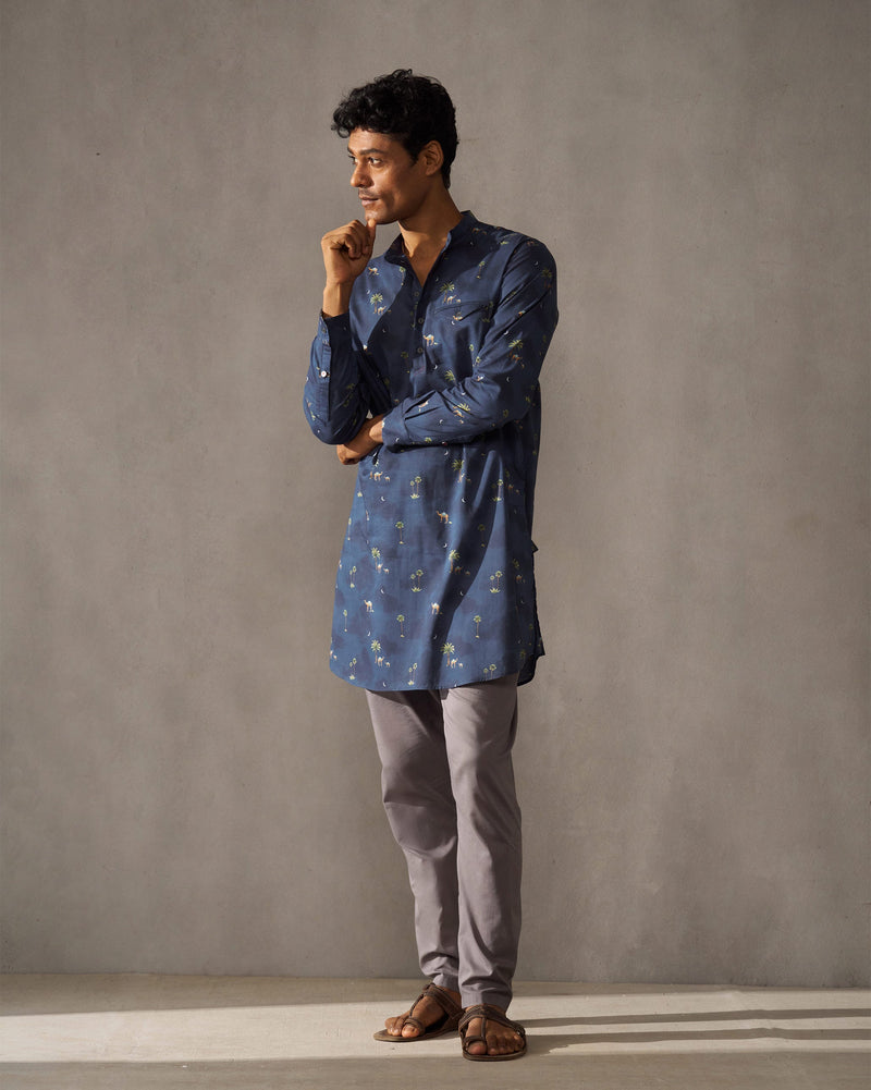 Fort Kurta - Dark Navy Print